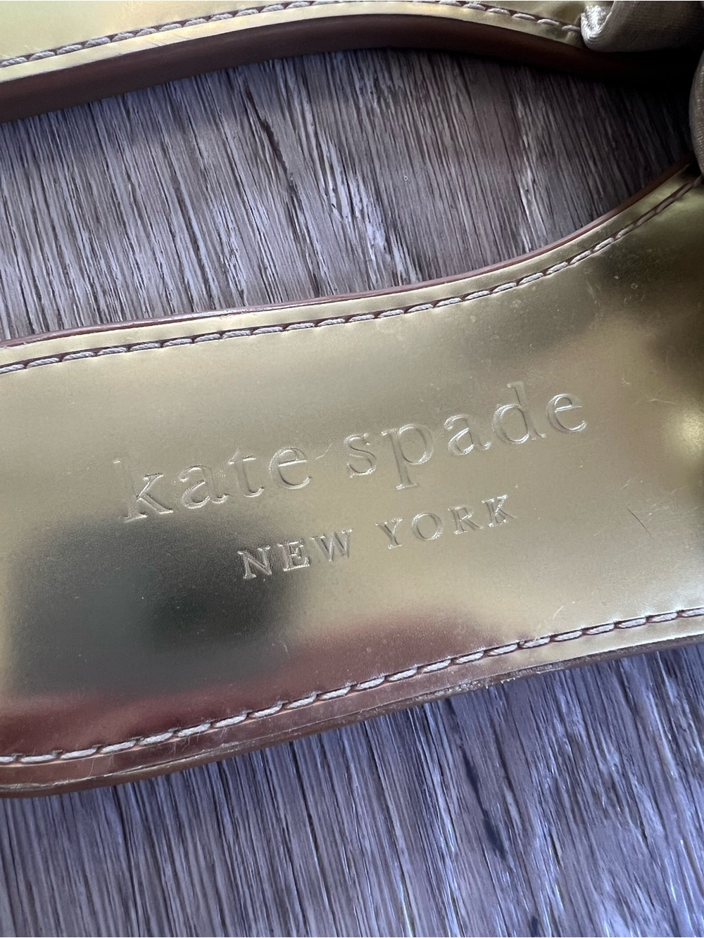 Kate Spade Metallic Gold Bikini Slide Sandals - Picture 8 of 14